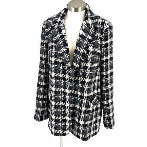 Elie Tahari Jackets & Coats Black White Gray Boucle’ Wool Blend Blazer Large NWT - Picture 2 of 12